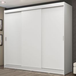 Guarda-Roupa Casal Madesa Kansas 3 Portas de Correr 3 Gavetas Branco