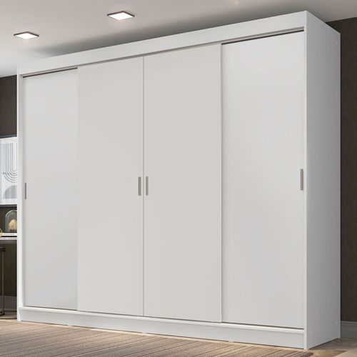 Guarda-Roupa Casal Madesa Austin 4 Portas de Correr 3 Gavetas Branco