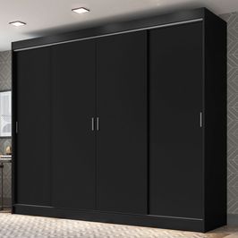 Guarda-Roupa Casal Madesa Austin 4 Portas de Correr 3 Gavetas Preto
