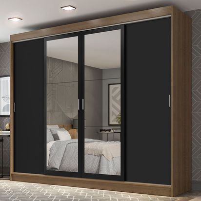 Guarda-Roupa Casal Madesa Austin 4 Portas de Correr com Espelhos 3