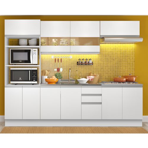 Armário de Cozinha Completa 270cm Branco Atenas Madesa 03