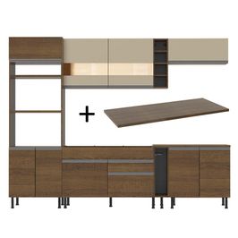 Armário de Cozinha Completa 290cm Rustic/Rustic/Crema Vicenza Madesa 11