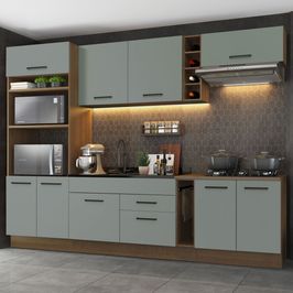 Armário de Cozinha Completa 290cm Rustic/Cinza Agata Madesa 01
