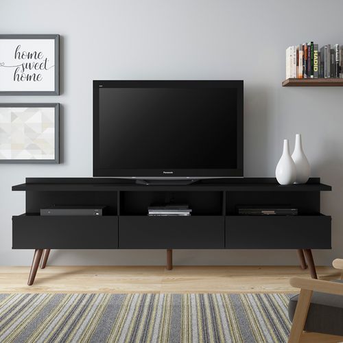 Rack para TV até 65 Polegadas Madesa Londres com Pés Retro Preto