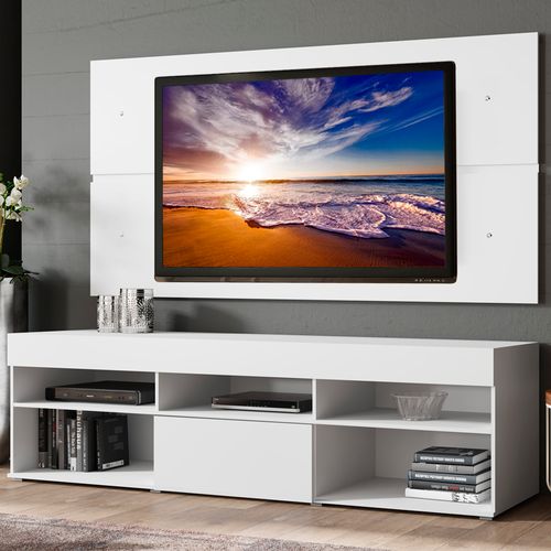 Rack com Painel para TV até 65 Polegadas Madesa Miami 1 Porta Branco