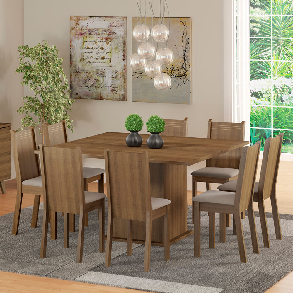 Decoração de sala e o conjunto de mesa de jantar e cadeiras