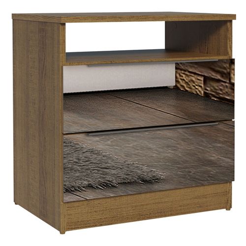 Mesa de Cabeceira Madesa 3227 2 Gavetas com Espelho Rustic