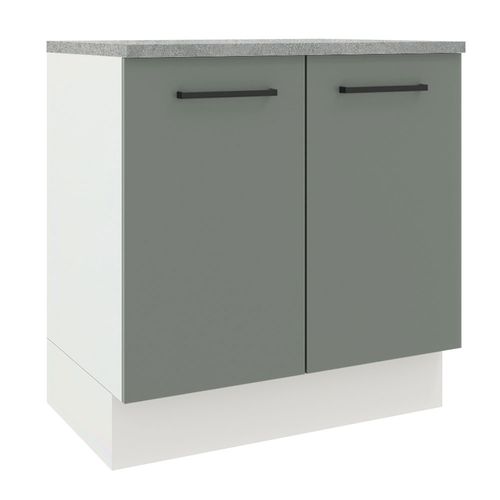 Balcão Madesa Agata 80 cm 2 Portas Branco/Cinza