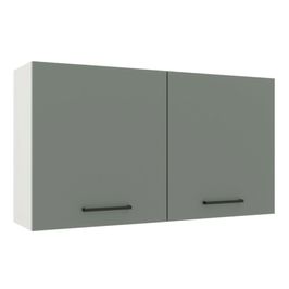 Armário Aéreo Madesa Agata 120 cm 2 Portas Branco/Cinza