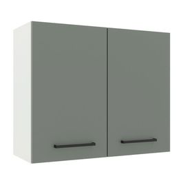 Armário Aéreo Madesa Agata 80 cm 2 Portas Branco/Cinza