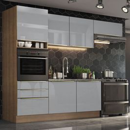 Armário de Cozinha Completa 260cm Rustic/Cinza Lux Madesa 03