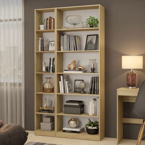 Kit Madesa Estante Livreiro 6908 + Estante Livreiro 6906 Carvalho