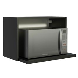 Armário Aéreo 60 cm Nicho para Microondas e Forno Elétrico Preto Madesa