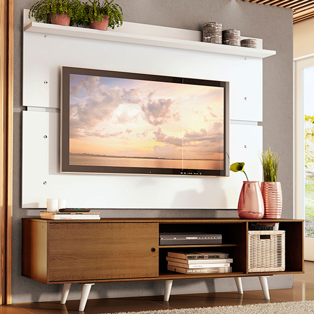 ソラページ Rack Madesa Dubai e Painel para TV até 65 Polegadas com Pés Rustic