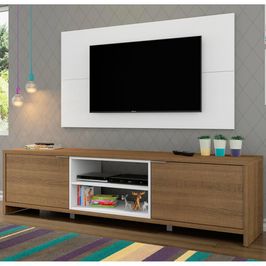 Rack Madesa Metz e Painel para TV até 55 Polegadas Rustic/Branco