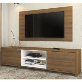 Rack Madesa Metz e Painel para TV até 55 Polegadas Rustic/Branco/Rustic