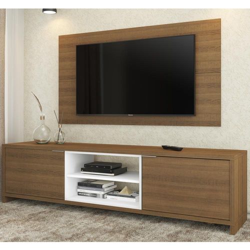 Rack Madesa Metz e Painel para TV até 55 Polegadas Rustic/Branco/Rustic