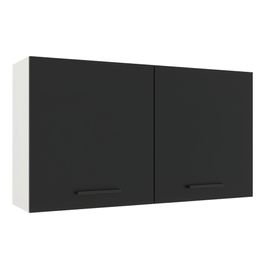 Armário Aéreo Madesa Agata 120 cm 2 Portas Branco/Preto