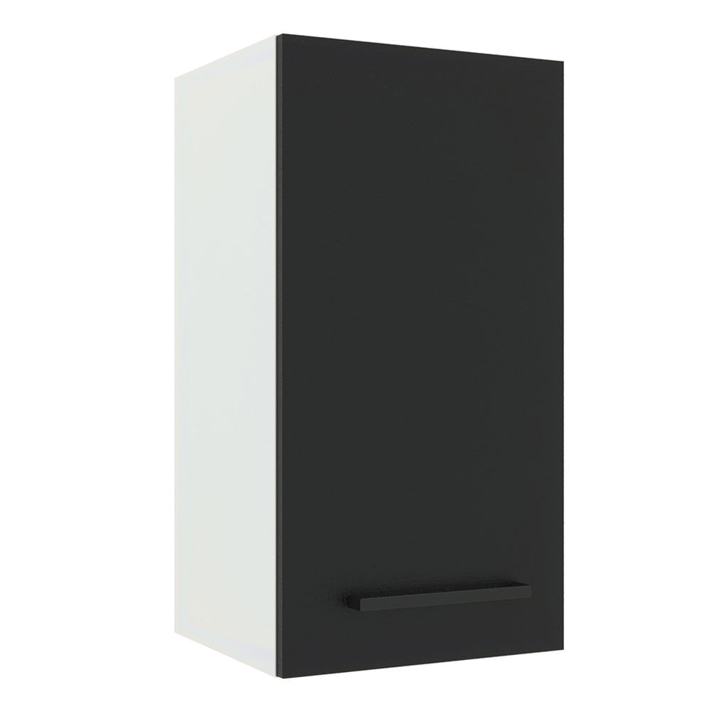 Armário Aéreo Madesa Agata 35 cm 1 Porta Branco/Preto