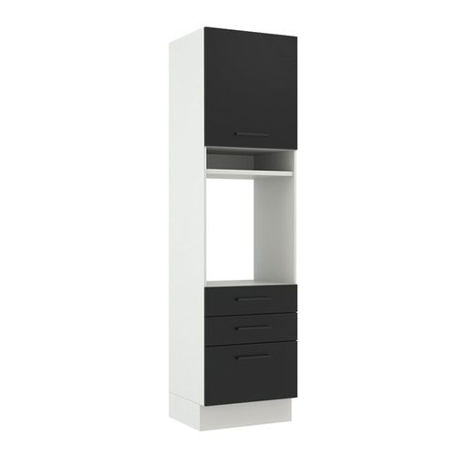 Torre Quente Madesa Agata 60 cm 1 Porta 3 Gavetas Branco/Preto