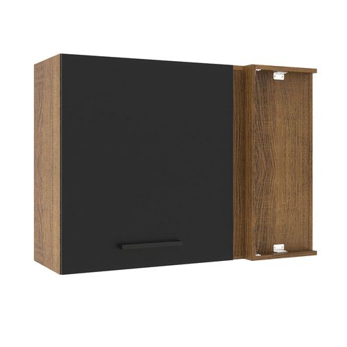 Armário Aéreo de Canto Madesa Agata 1 Porta Rustic/Preto
