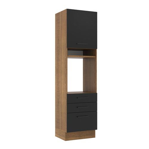 Torre Quente Madesa Agata 60 cm 1 Porta 3 Gavetas Rustic/Preto