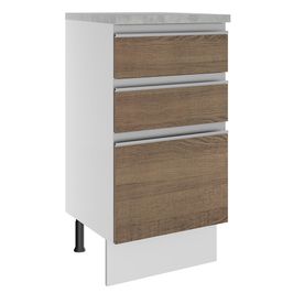 Balcão Madesa Glamy 40 cm 3 Gavetas Branco/Rustic