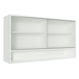 Armário Aéreo Madesa Glamy 2 Portas de Correr de Vidro e 1 Nicho Branco