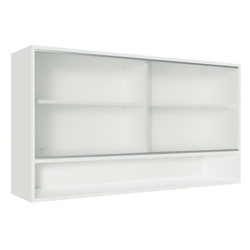 Armário Aéreo Madesa Glamy 2 Portas de Correr de Vidro e 1 Nicho Branco