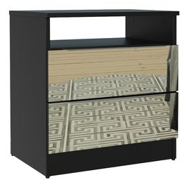 Mesa de Cabeceira Madesa 3227 2 Gavetas com Espelho Preto
