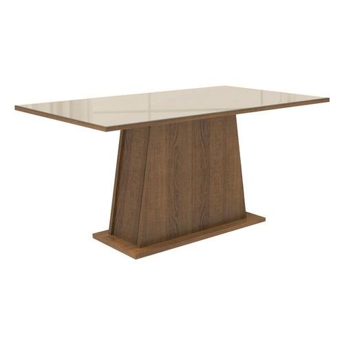 Mesa de Jantar Madesa Retangular Tampo de Vidro 5364 Rustic/Crema