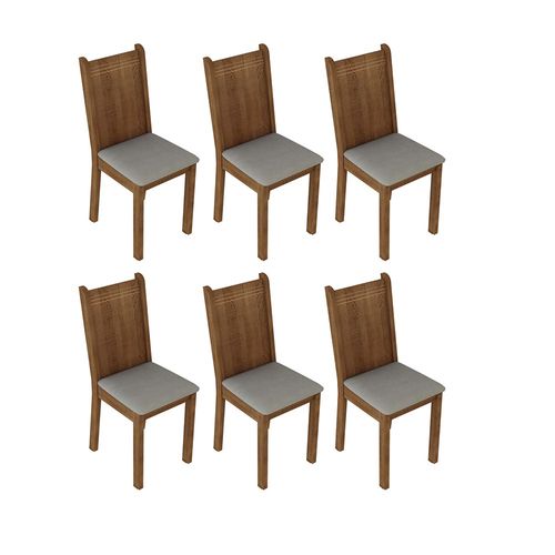 Kit 6 Cadeiras 4290 Madesa Rustic/Sintético Bege