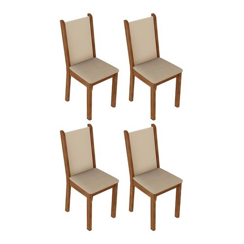 Kit 4 Cadeiras 4291 Madesa Rustic/Crema/Sintético Bege