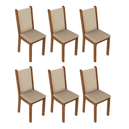 Kit 6 Cadeiras 4291 Madesa Rustic/Crema/Sintético Bege