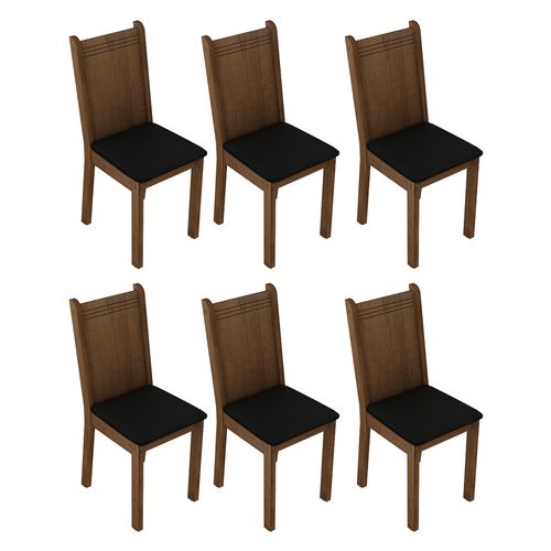 Kit 6 Cadeiras 4290 Madesa Rustic/Sintético Preto