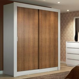 Guarda-Roupa Solteiro Madesa Dallas 2 Portas de Correr 2 Gavetas Branco/Rustic