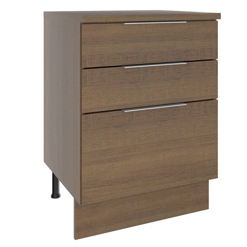 Balcão Madesa Stella 60 x 60 cm 3 Gavetas (Com Tampo) Rustic