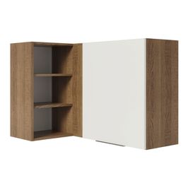Armário Aéreo de Canto Madesa Stella 1 Porta para linha de 60 cm de profundidade Rustic/Branco