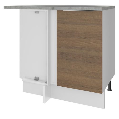 Balcão de Canto Madesa Stella 1 Porta 60 cm Profundidade (Com Tampo) Branco/Rustic