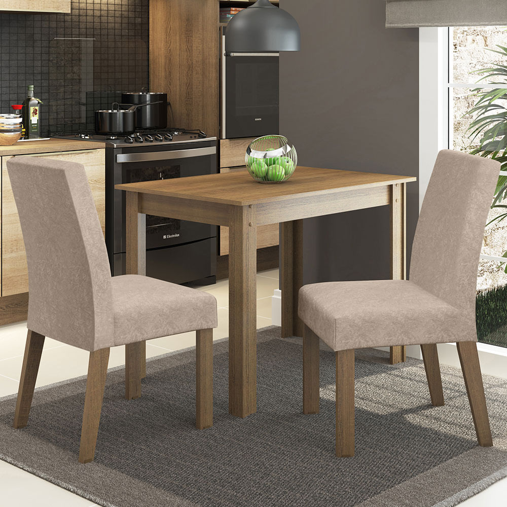 Conjunto Sala de Jantar Madesa Vic Mesa Tampo de Madeira com 2 Cadeiras Rustic/Imperial