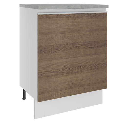 Balcão Madesa Glamy 60 x 60 cm 1 Porta (Com Tampo) Branco/Rustic