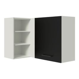 Armário Aéreo de Canto Madesa Agata 1 Porta para linha de 60 cm de profundidade Branco/Preto