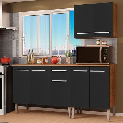 モミー Armário de Cozinha Compacta 165cm Rustic/Cinza Emilly Madesa 07