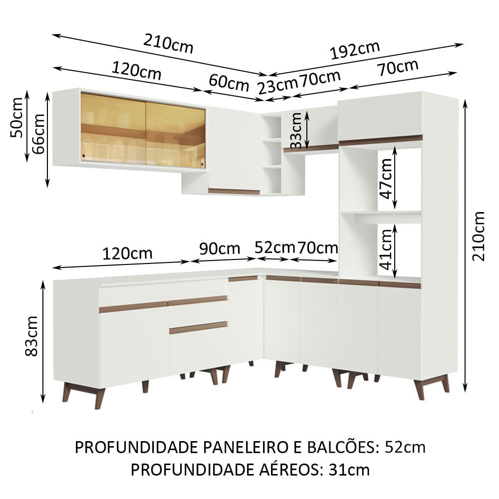 Cozinha Completa de Canto Madesa Reims 402001 com Armário e Balcão - Preto