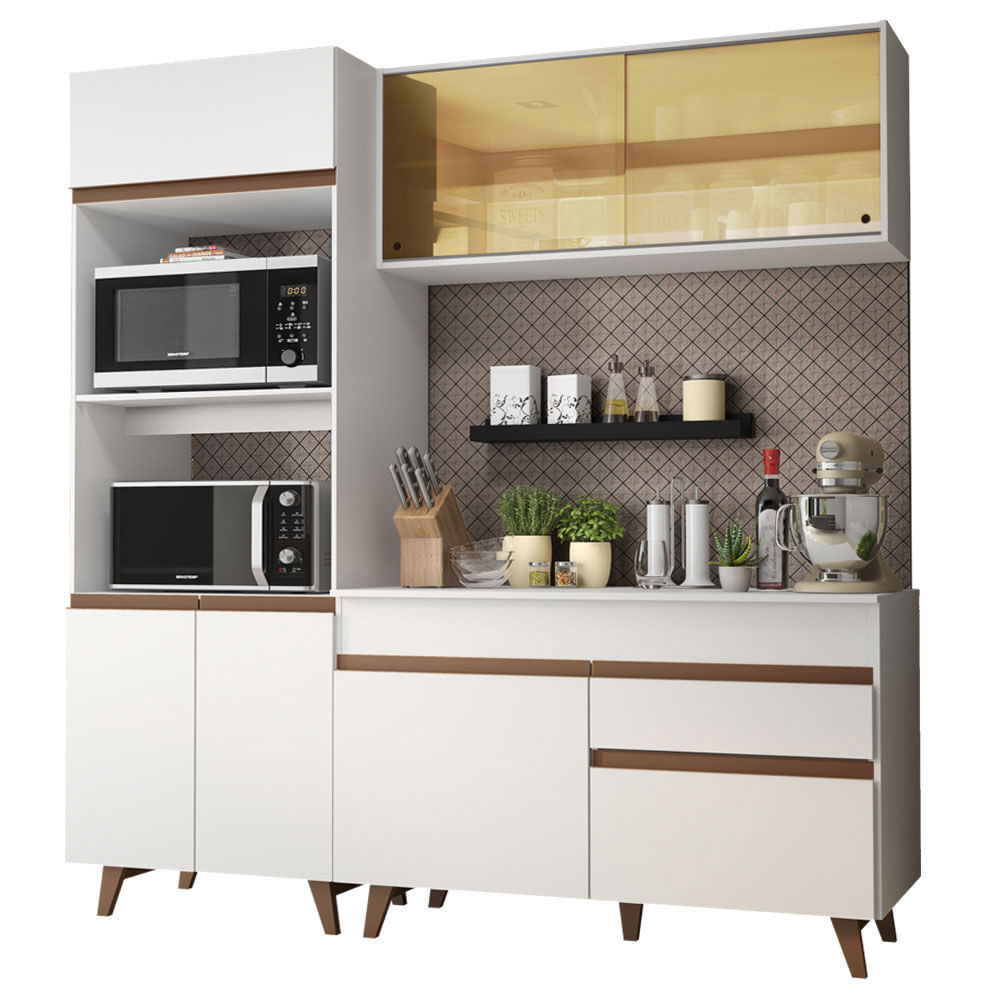 Armário de Cozinha Compacta 180cm Branco Reims Madesa 02 - Madesa Móveis