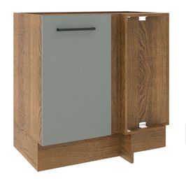 Balcão de Canto Madesa Agata 1 Porta 60 cm Profundidade (Sem Tampo) Rustic/Cinza