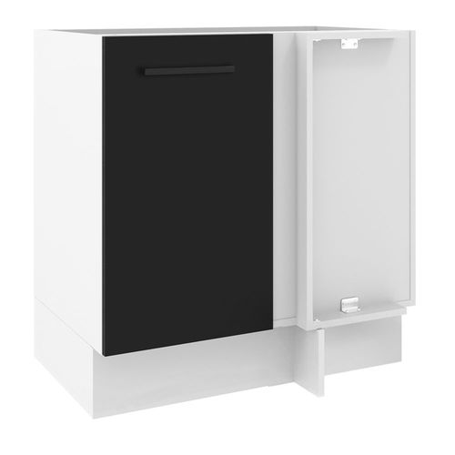 Balcão de Canto Madesa Agata 1 Porta 60 cm Profundidade (Sem Tampo) Branco/Preto