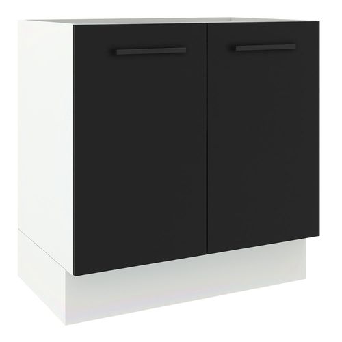 Balcão de Cozinha Madesa Agata 80 x 60 cm 2 Portas (Sem Tampo) Branco/Preto