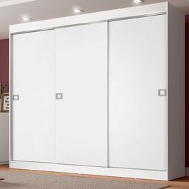 Guarda-Roupa Casal Madesa Napoli 3 Portas de Correr Branco