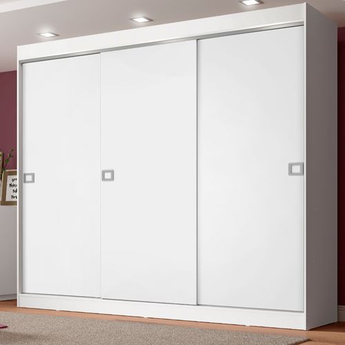 Guarda-Roupa Casal Madesa Napoli 3 Portas de Correr Branco